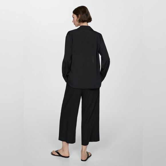 Mango Wide leg Linen Crop Pants size: M - Picture 2 of 11
